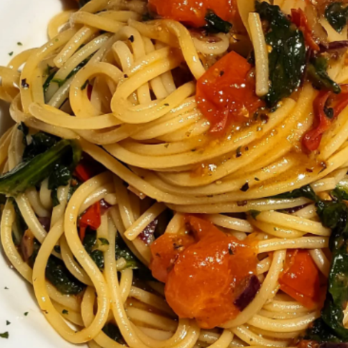 Spaghetti con Pomodorini e Basilico